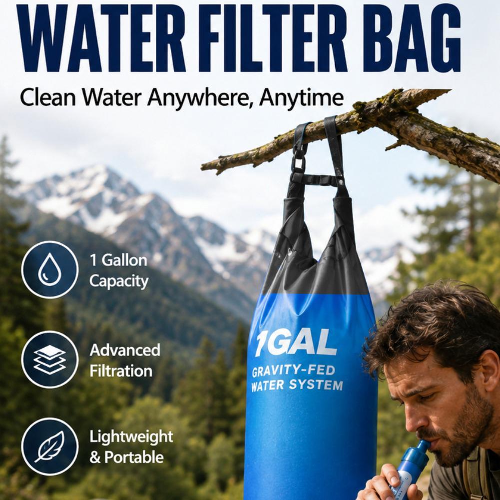 1. مجموعة فلتر مياه بالجاذبية  - مراجعة Outdoor Adventure Backpack وسعره